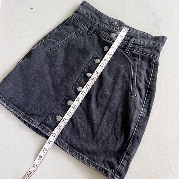 Anthropologie PILCRO Denim Paper Bag Skirt in Washed Black Size 0 - Picture 8 of 10